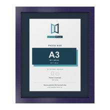 Purple 20 x 16 inch picture frame with a Pacific Blue mount for an A3 photo