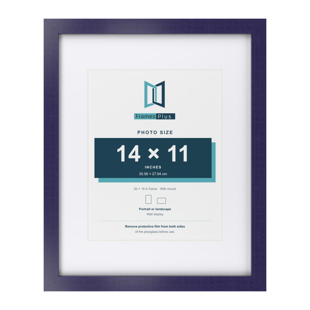 Purple 20 x 16 inch picture frame with a white mount for a 14 x 11 inch photo