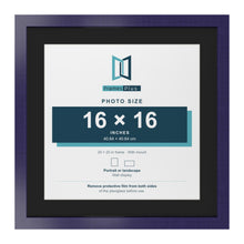 Purple 20 x 20 inch picture frame with a black mount for a 16 x 16 inch photo