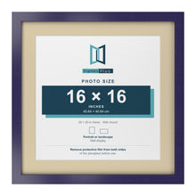 Purple 20 x 20 inch picture frame with an ivory mount for a 16 x 16 inch photo