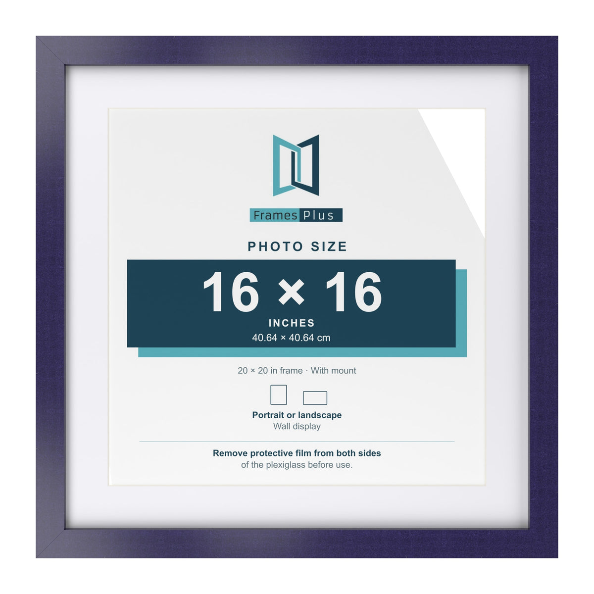 Purple 20 x 20 inch picture frame with a white mount for a 16 x 16 inch photo