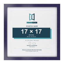 Purple 20 x 20 inch picture frame with a white mount for a 17 x 17 inch photo