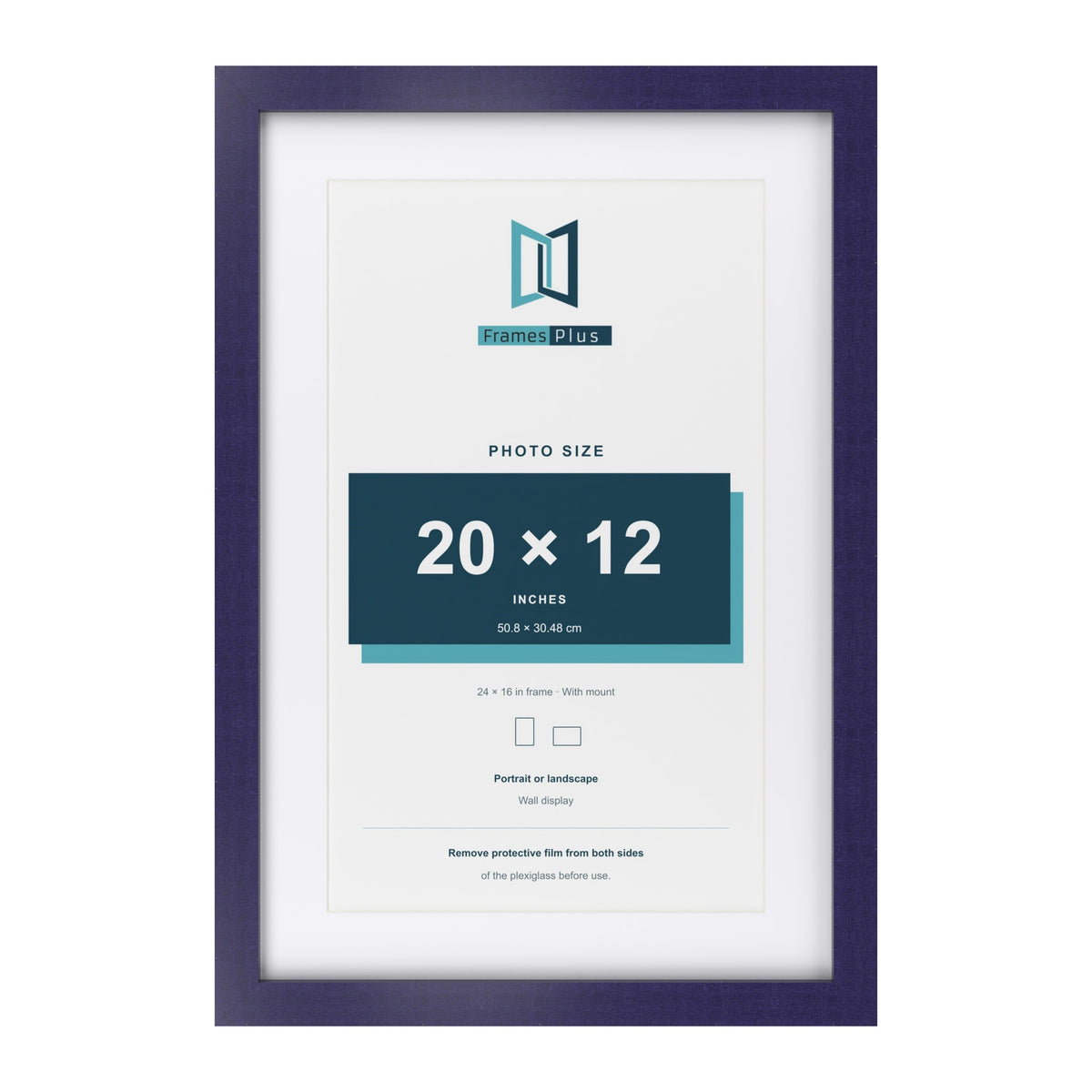 Purple 24 x 16 inch picture frame with a white mount for a 20 x 12 inch photo
