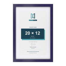 Purple 24 x 16 inch picture frame with a white mount for a 20 x 12 inch photo