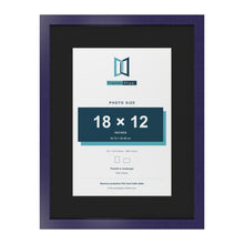 Purple 24 x 18 inch picture frame with a black mount for an 18 x 12 inch photo
