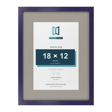 Purple 24 x 18 inch picture frame with a Dawn Grey mount for an 18 x 12 inch photo