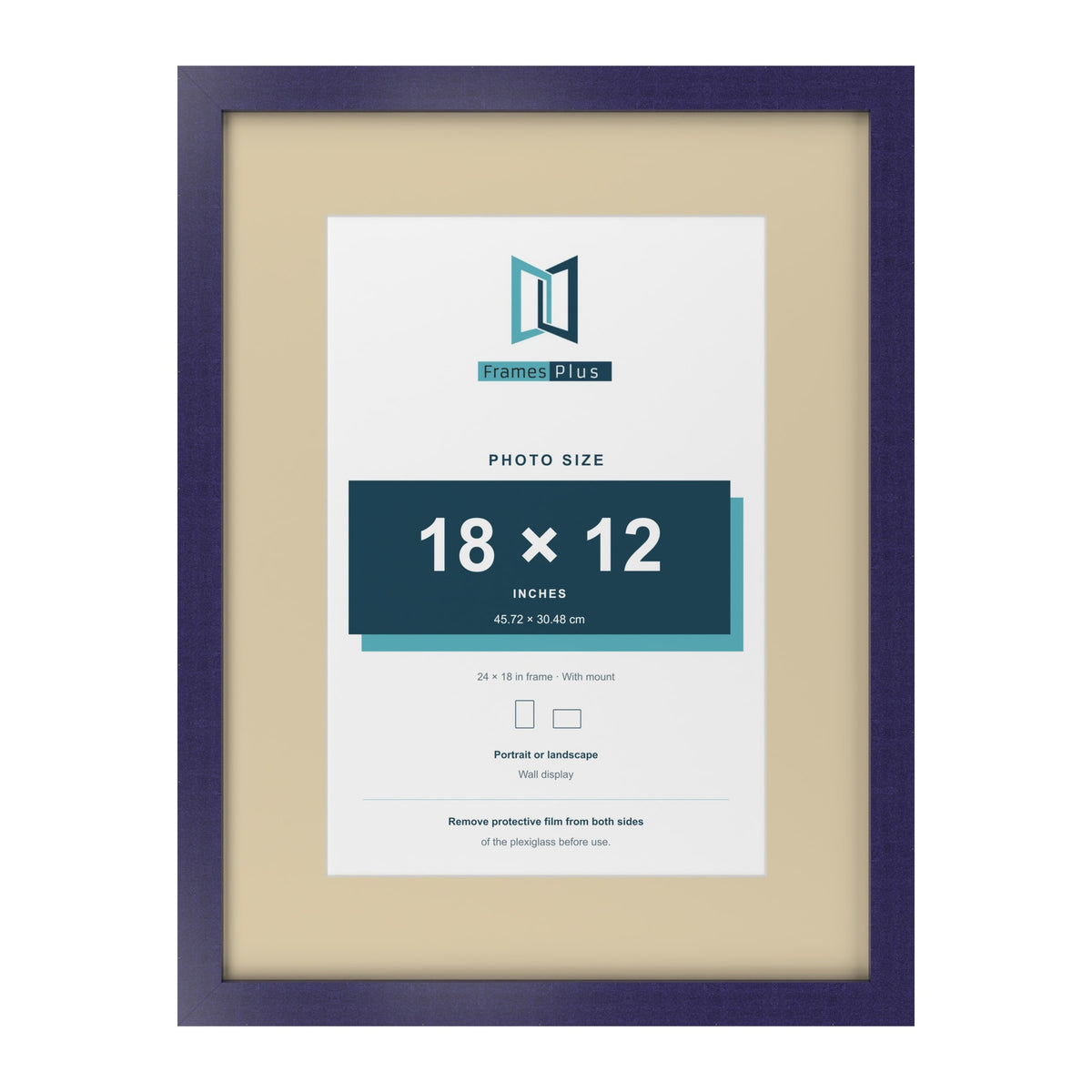 Purple 24 x 18 inch picture frame with an ivory mount for an 18 x 12 inch photo