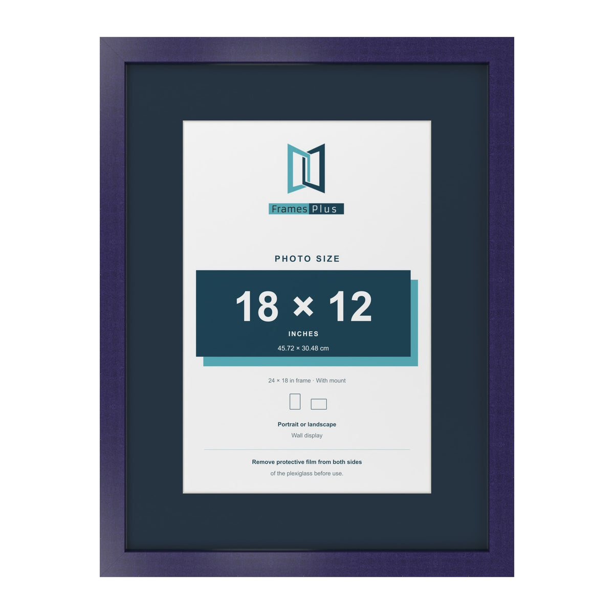 Purple 24 x 18 inch picture frame with a Pacific Blue mount for an 18 x 12 inch photo