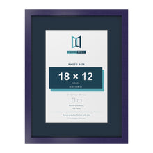 Purple 24 x 18 inch picture frame with a Pacific Blue mount for an 18 x 12 inch photo