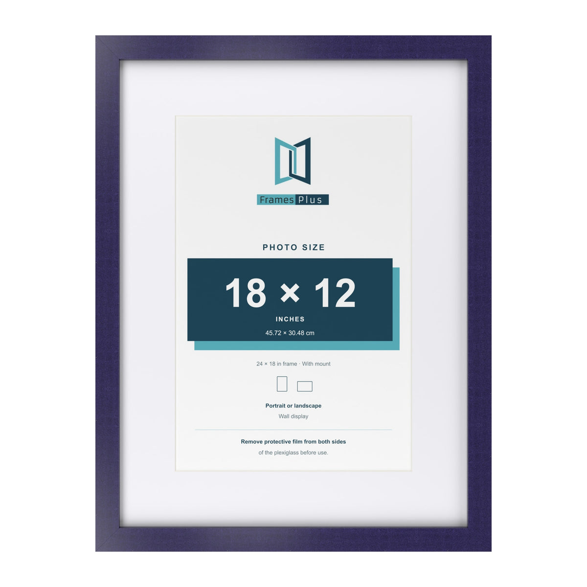 Purple 24 x 18 inch picture frame with a white mount for a 18 x 12 inch photo