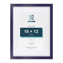 Purple 24 x 18 inch picture frame with a white mount for a 18 x 12 inch photo