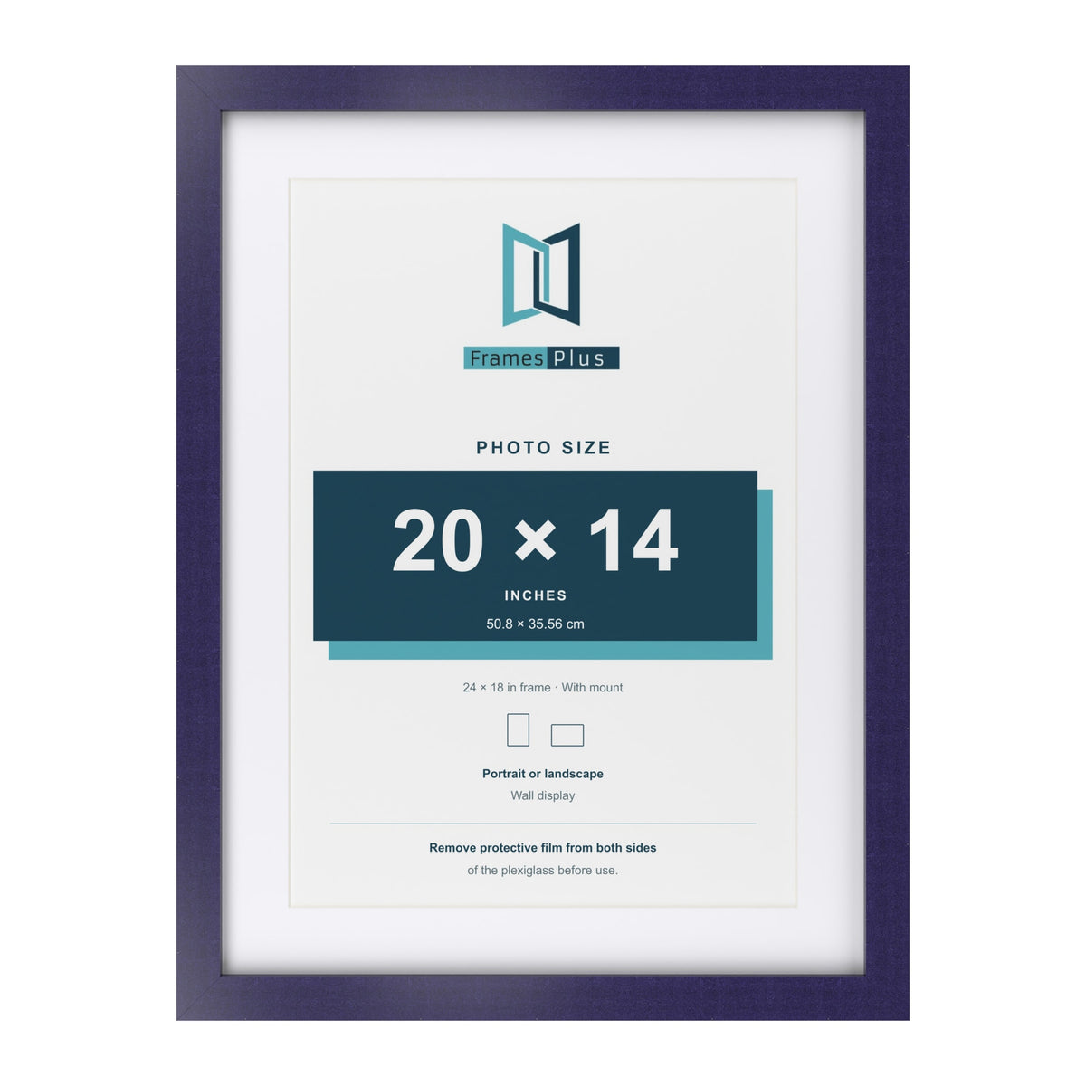 Purple 24 x 18 inch picture frame with a white mount for a 20 x 14 inch photo