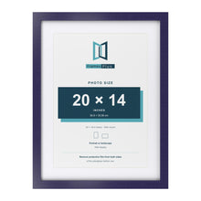 Purple 24 x 18 inch picture frame with a white mount for a 20 x 14 inch photo