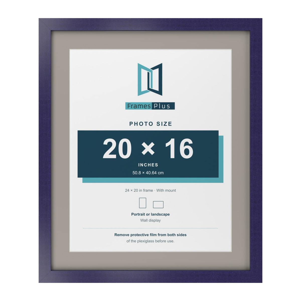 Purple 24 x 20 inch picture frame with a Dawn Grey mount for a 20 x 16 inch photo
