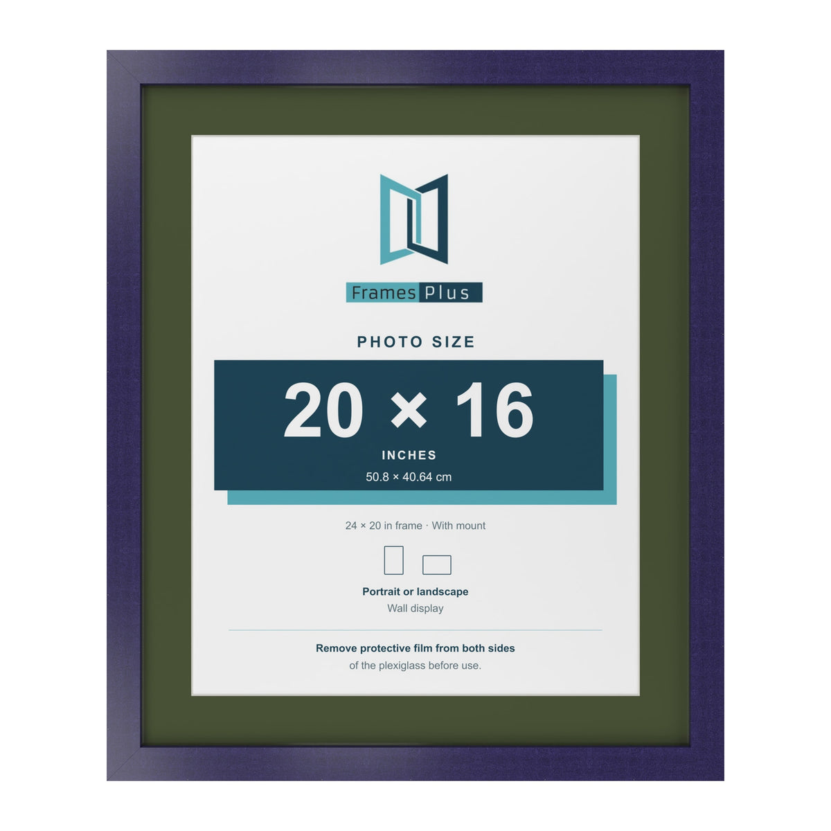 Purple 24 x 20 inch picture frame with a green mount for a 20 x 16 inch photo