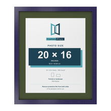 Purple 24 x 20 inch picture frame with a green mount for a 20 x 16 inch photo