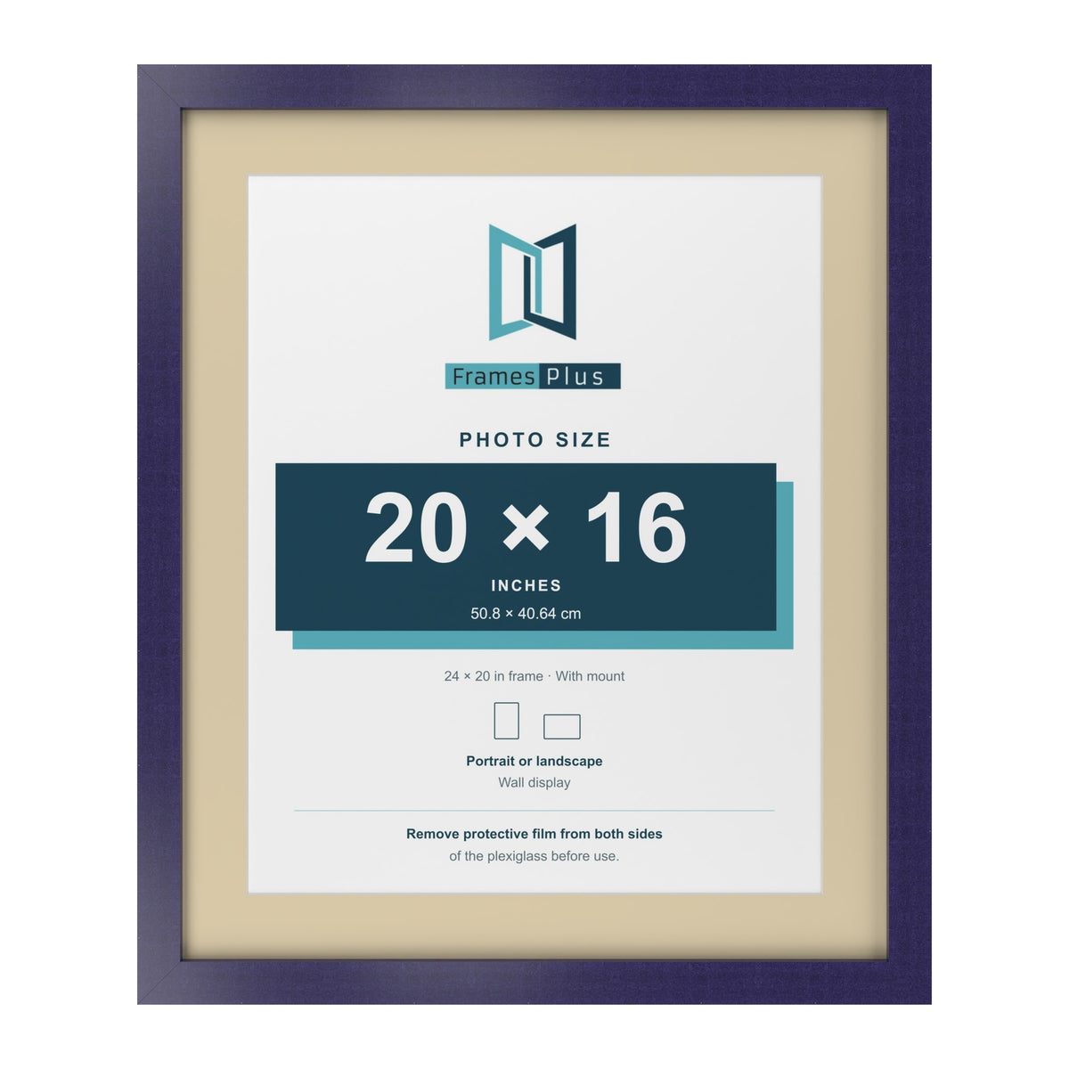 Purple 24 x 20 inch picture frame with an ivory mount for a 20 x 16 inch photo