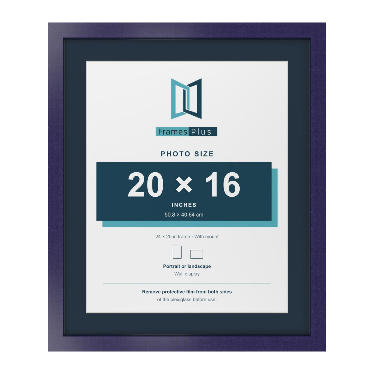 Purple 24 x 20 inch picture frame with a Pacific Blue mount for a 20 x 16 inch photo