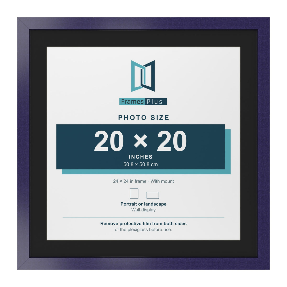 Purple 24 x 24 inch picture frame with a black mount for a 20 x 20 inch photo