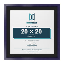 Purple 24 x 24 inch picture frame with a black mount for a 20 x 20 inch photo