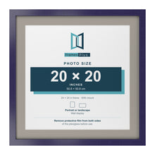 Purple 24 x 24 inch picture frame with a Dawn Grey mount for a 20 x 20 inch photo