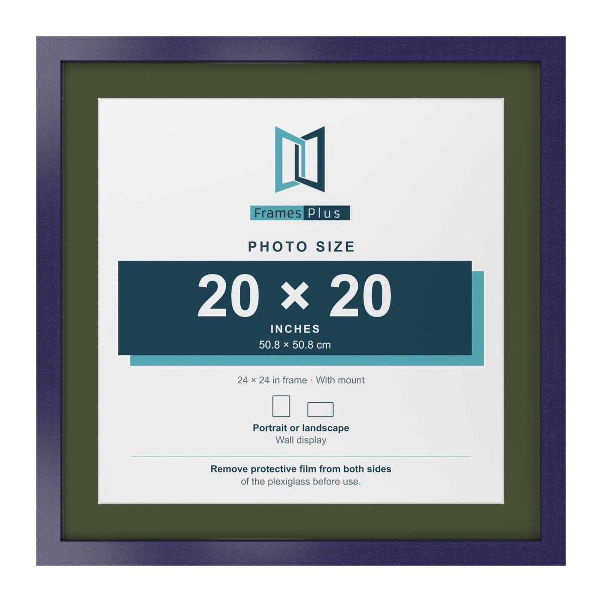 Purple 24 x 24 inch picture frame with a green mount for a 20 x 20 inch photo
