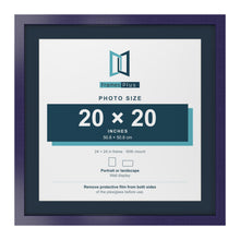 Purple 24 x 24 inch picture frame with a Pacific Blue mount for a 20 x 20 inch photo