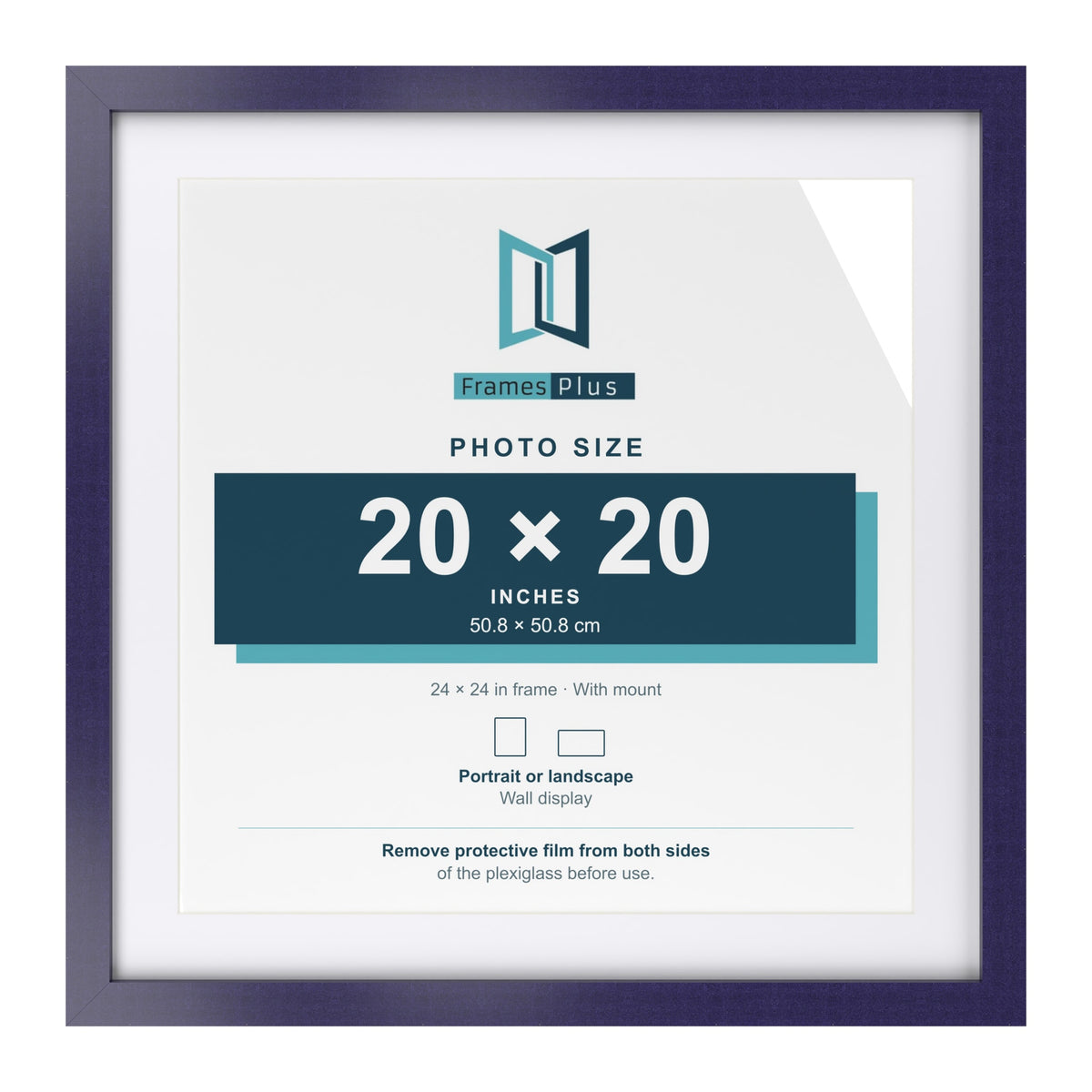 Purple 24 x 24 inch picture frame with a white mount for a 20 x 20 inch photo