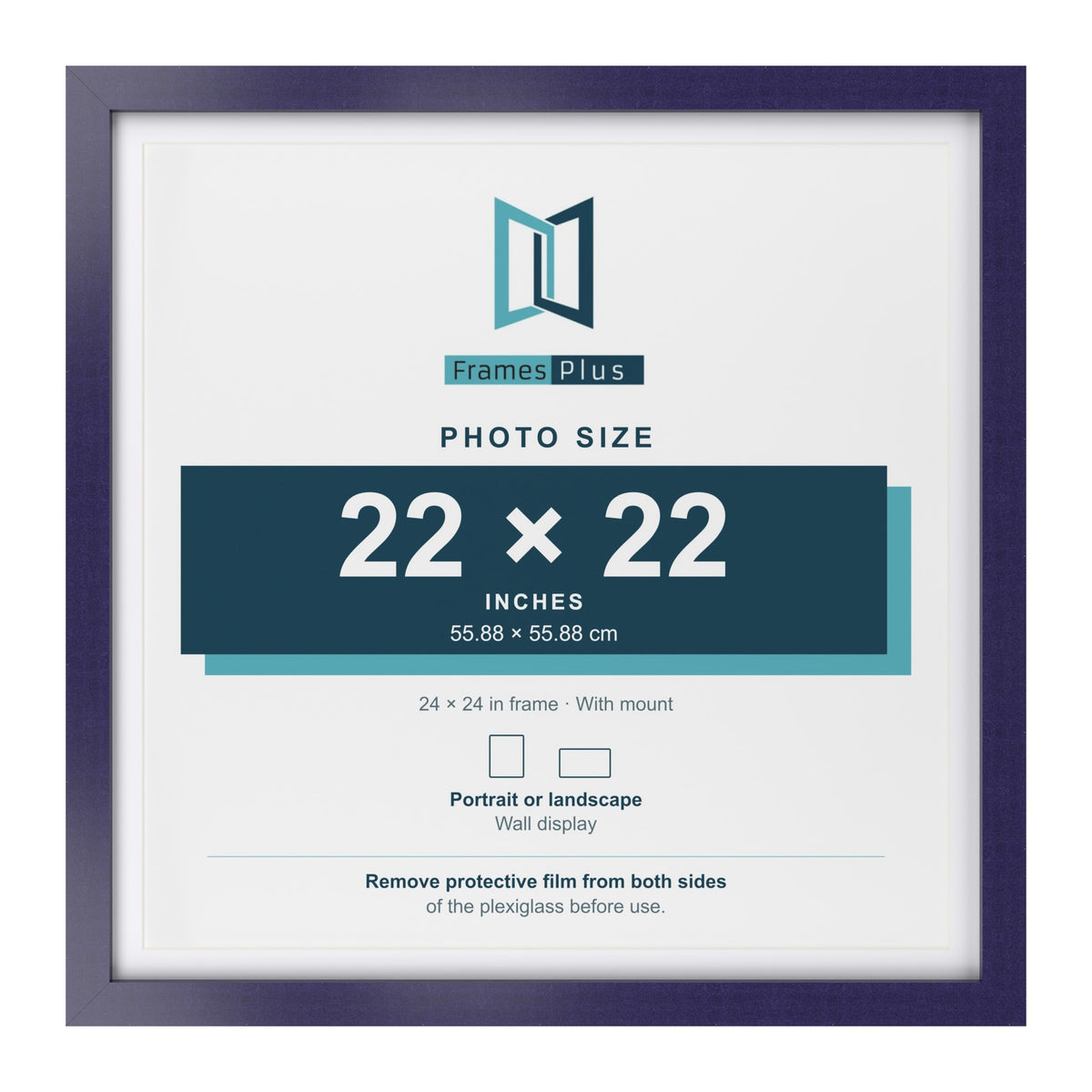 Purple 24 x 24 inch picture frame with a white mount for a 22 x 22 inch photo