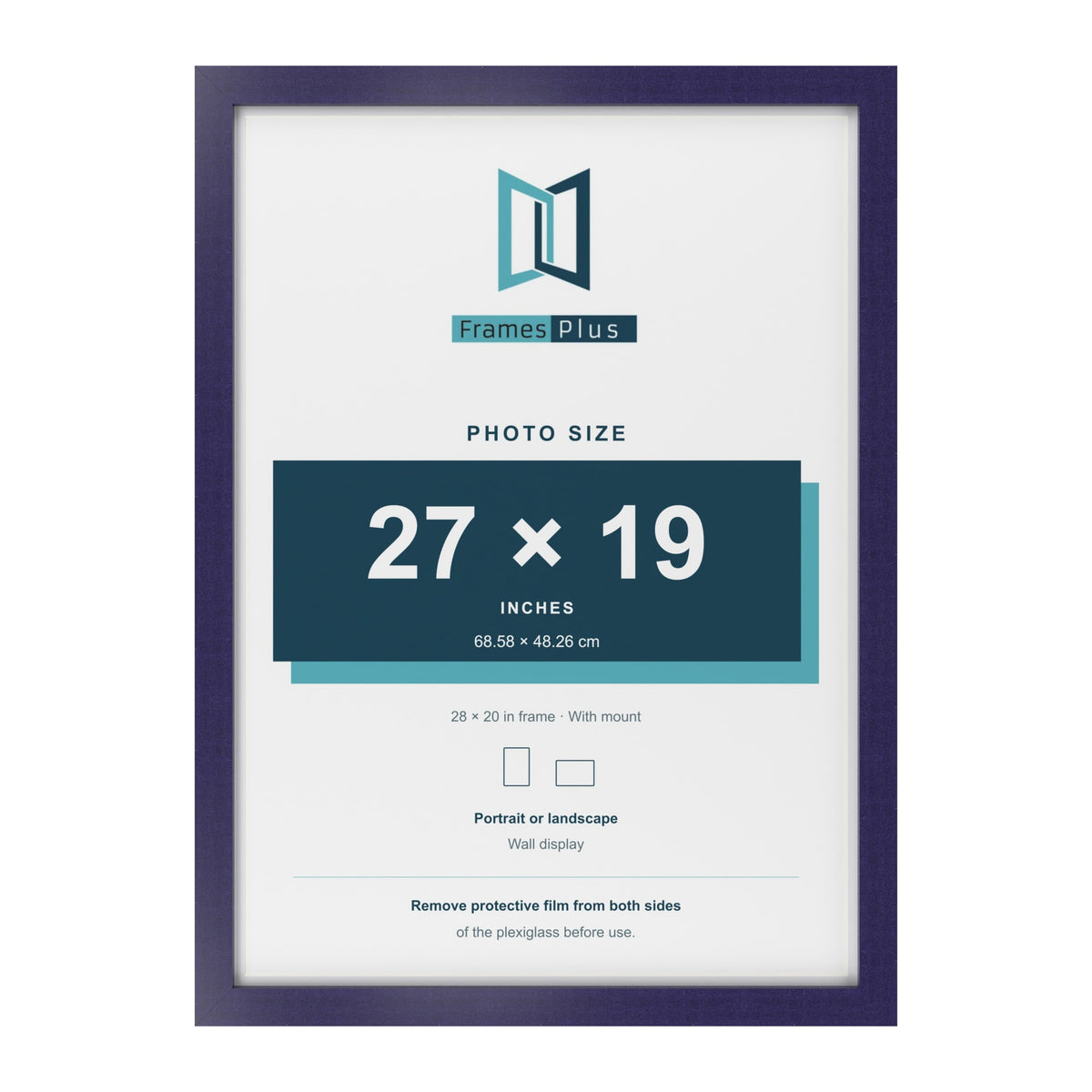 Purple 28 x 20 inch picture frame with a white mount for a 27 x 19 inch photo