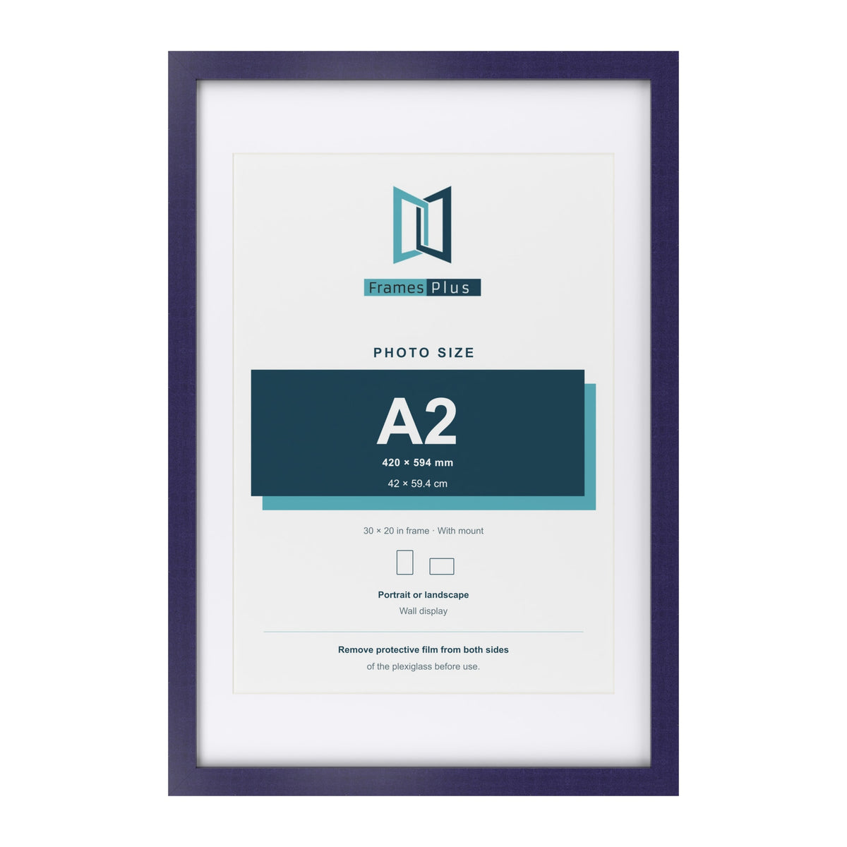 Purple 30 x 20 inch picture frame with a white mount for an A2 photo