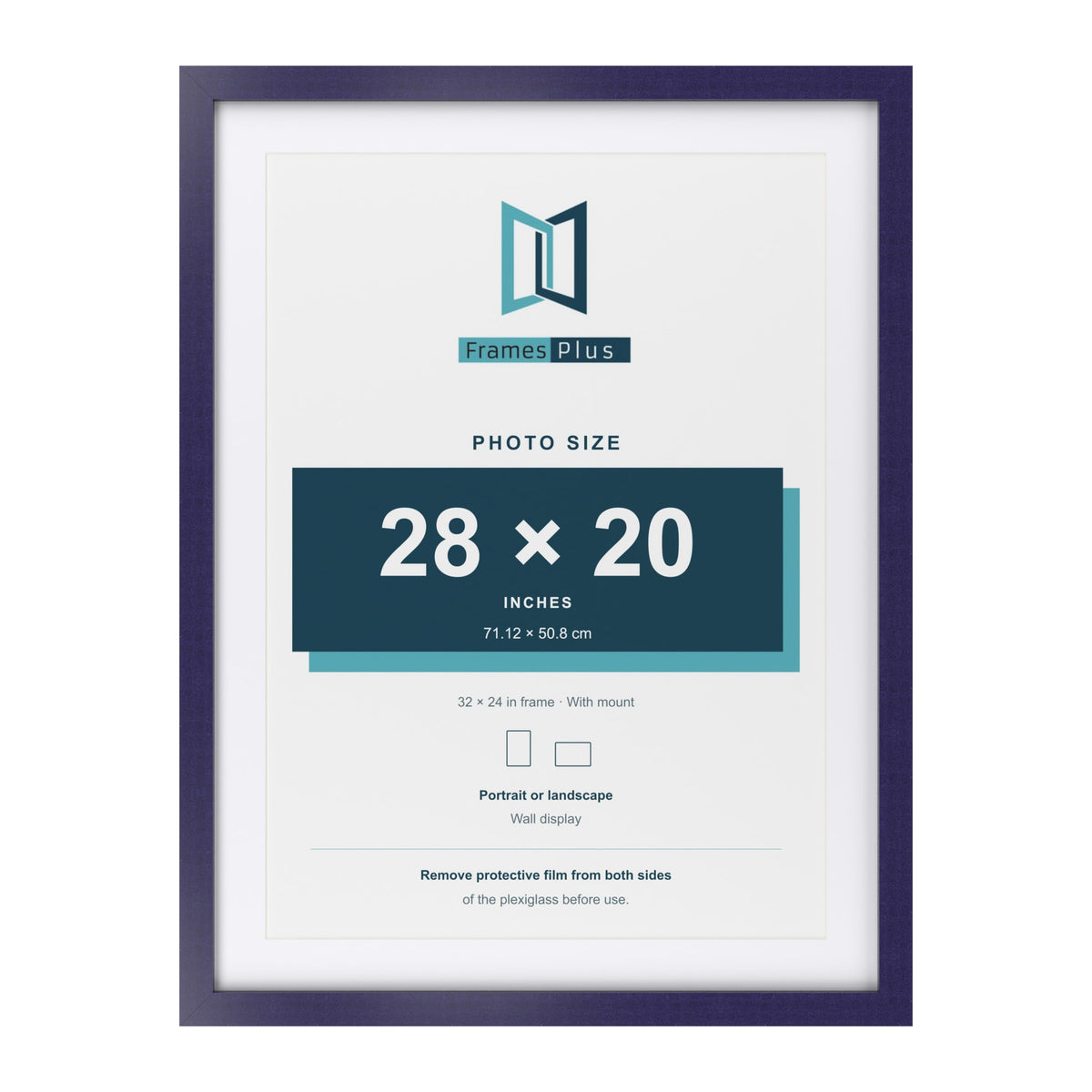 Purple 32 x 24 inch picture frame with a white mount for a 28 x 20 inch photo