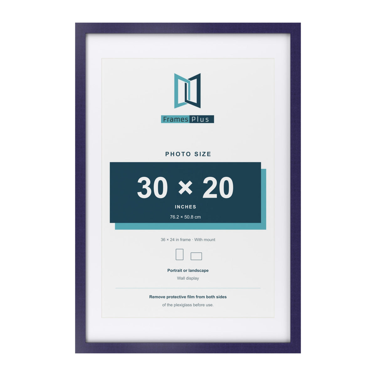 Purple 36 x 24 inch picture frame with a white mount for a 30 x 20 inch photo