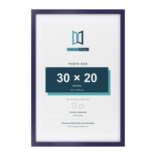 Purple 36 x 24 inch picture frame with a white mount for a 30 x 20 inch photo