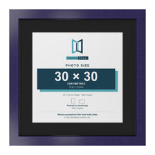 Purple 40 x 40 cm picture frame with a black mount for a 30 x 30 cm photo