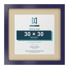 Purple 40 x 40 cm picture frame with an ivory mount for a 30 x 30 cm photo
