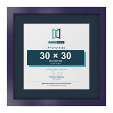 Purple 40 x 40 cm picture frame with a Pacific Blue mount for a 30 x 30 cm photo