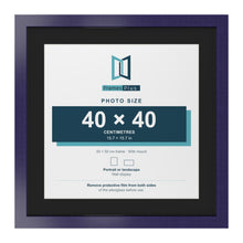 Purple 50 x 50 cm picture frame with a black mount for a 40 x 40 cm photo