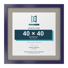 Purple 50 x 50 cm picture frame with a Dawn Grey mount for a 40 x 40 cm photo