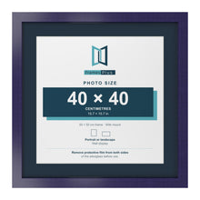 Purple 50 x 50 cm picture frame with a Pacific Blue mount for a 40 x 40 cm photo
