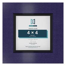 Purple 5 x 5 inch picture frame with a black mount for a 4 x 4 inch photo