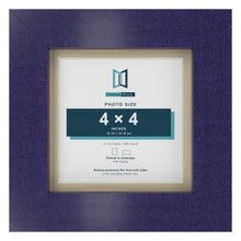 Purple 5 x 5 inch picture frame with an ivory mount for a 4 x 4 inch photo