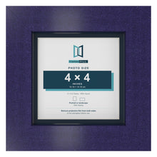 Purple 5 x 5 inch picture frame with a Pacific Blue mount for a 4 x 4 inch photo