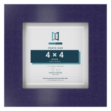Purple 5 x 5 inch picture frame with a white mount for a 4 x 4 inch photo