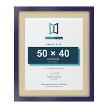 Purple 60 x 50 cm picture frame with an ivory mount for a 50 x 40 cm photo