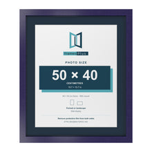 Purple 60 x 50 cm picture frame with a Pacific Blue mount for a 50 x 40 cm photo