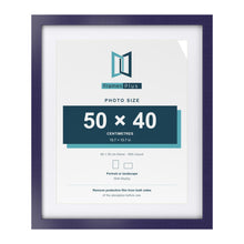 Purple 60 x 50 cm picture frame with a white mount for a 50 x 40 cm photo