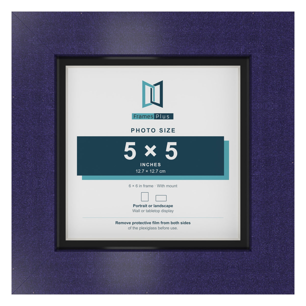 Purple 6 x 6 inch picture frame with a black mount for a 5 x 5 inch photo