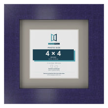 Purple 6 x 6 inch picture frame with a Dawn Grey mount for a 4 x 4 inch photo