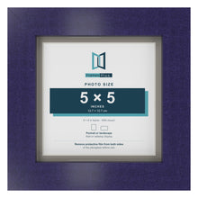 Purple 6 x 6 inch picture frame with a Dawn Grey mount for a 5 x 5 inch photo